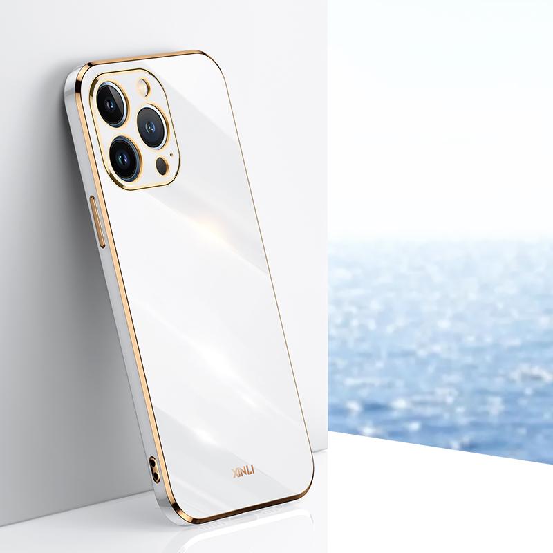 

XINLI For iPhone 16 Pro Case TPU Phone Cover with Electroplating Frame White