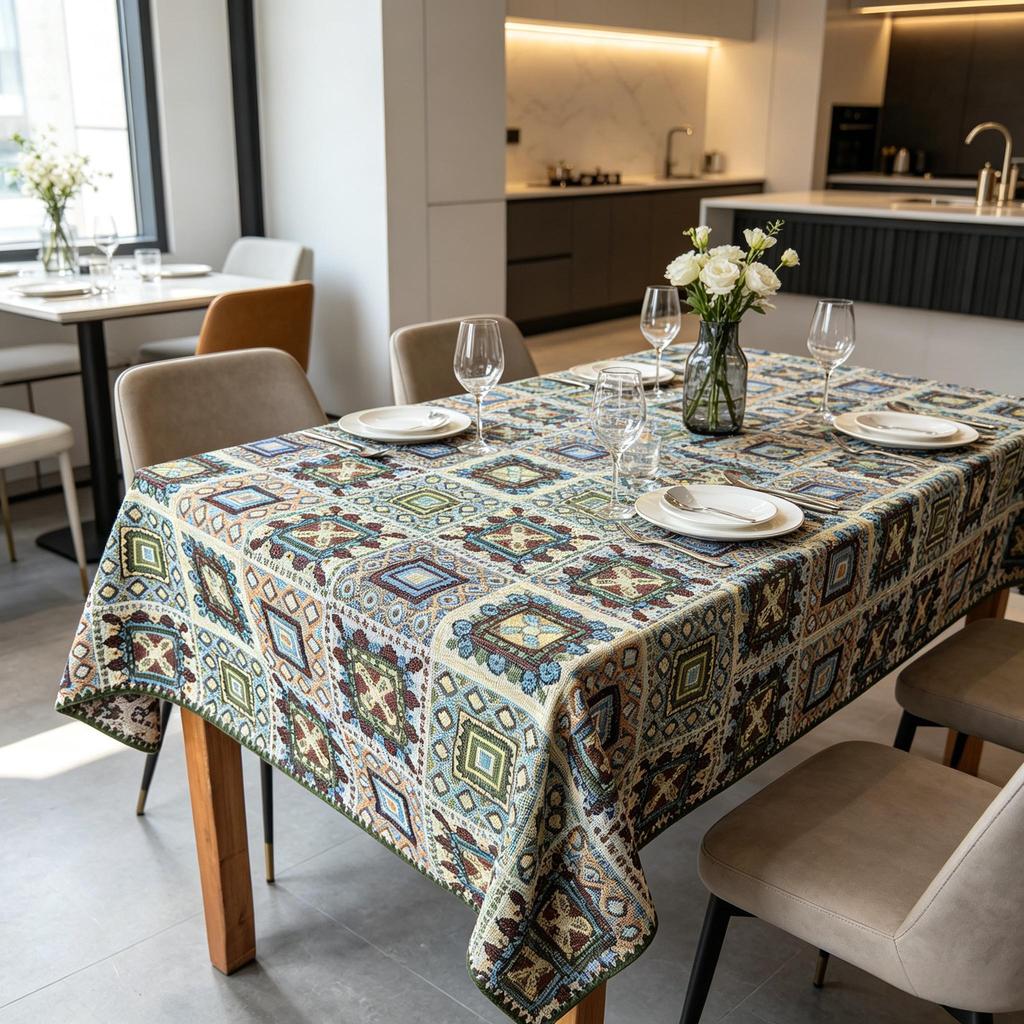 Kitchen Dining Party Home Daily Use All-Purpose Fabric Rectangle Cotton Soft Washable Table Cloth