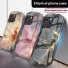 Golden Phoenix Unfolding For IPhone 16 Pro Max 16e 15 Pro 14 13 12 Mini 11 XS Max XR 7 8 Plu SE 22 Elliptical Glass Phone Case