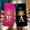 A To Z Letter Phone Case For Itel S16 Pro Vision 2 Fashion Crown Initial Letter Couple Soft Silicone Shockproof Black Casing