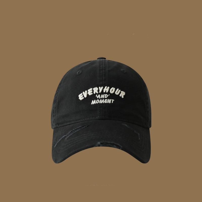 

Wide brim sunshade cap boys washed old worn hat pure cotton soft top baseball cap girls Adjustable чёрный
