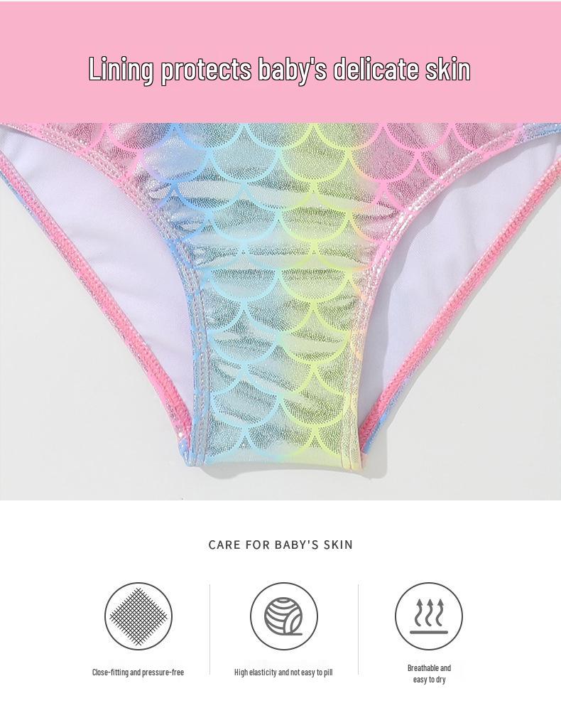 New Girls' Off-Shoulder Ruffle Mermaid One-Piece Swimsuit