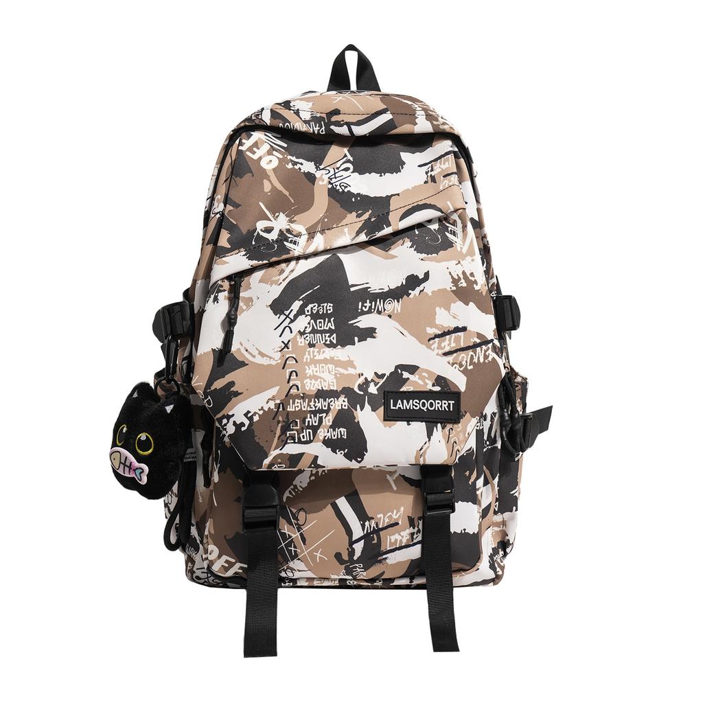 Schoolbag1011 New Large Capacity Graffiti Trendy Cool Leisure Travel Backpack Lightweight Computer Bag Middle and High School Student Backpack
