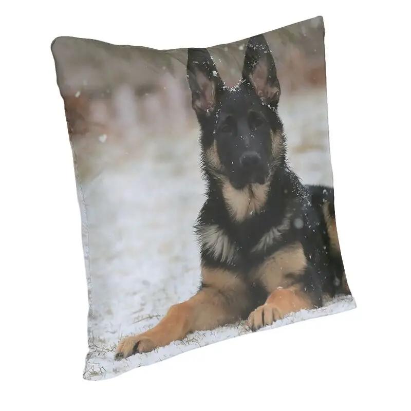 German Shepherd Modern Throw Pillow Covers Home Decor Shepherd In The Snow Cushions for Sofa Double Sided Print Chair Cushion