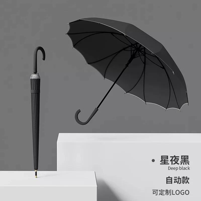 New Style Straight-Handle One-Piece Umbrella for Women, High-Looking Automatic Umbrella, Enlarged, Reinforced, Thickened, Storm-Resistant Long-Handle