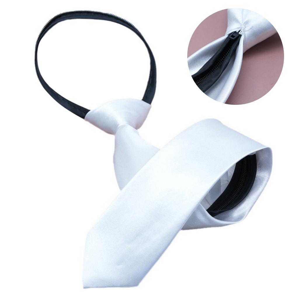 Solid Color White Neck Tie for Men Women Children Graffiti for Father's Day Decoration Necktie Adjustable Zipper Ties