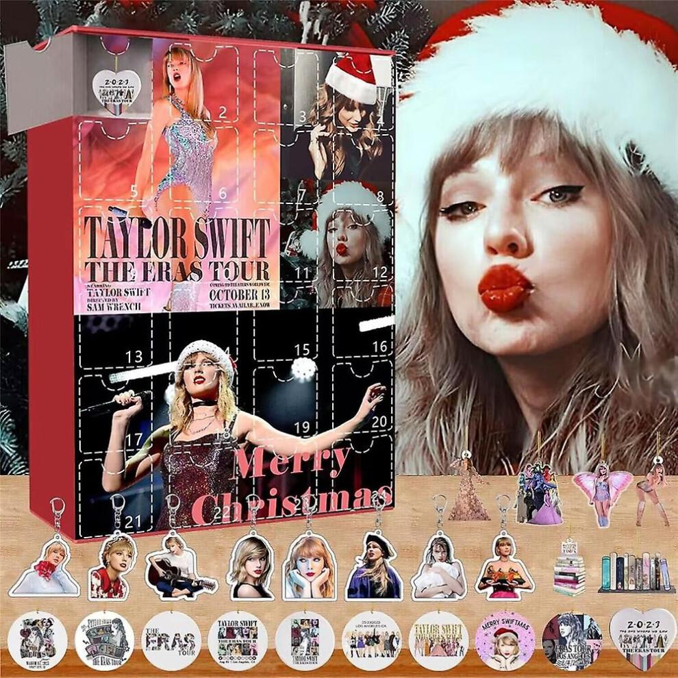 Taylor Swift The Eras Tour Vánoční adventní kalendář 2023, Odpočet 24 dnů do Vánoc, Přívěsky Taylorové Ozdoby Klíčenky Dárky