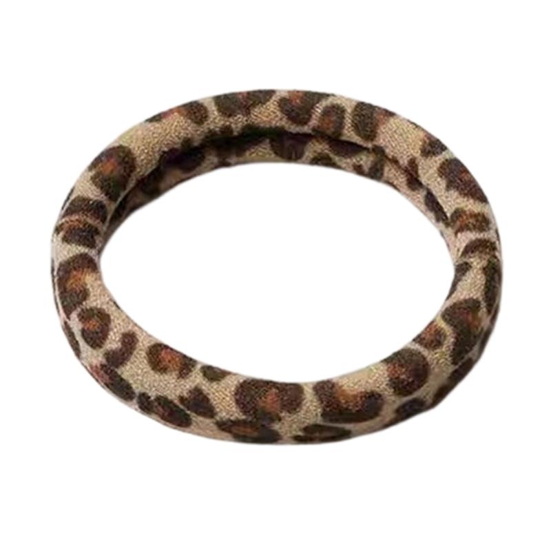 Pack of 5pcs High Elasticity Leopard Print Hair Ties Gentle Nonslip Fabric Hair Bands For Women Girls Daily Styling