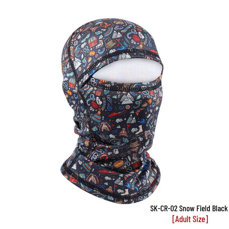 Winter Parent-Child Ski Mask with Windproof Neck Protection, Lined Hood, and Integrated Cycling Headwear