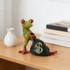 Grod Pengapåse Staty Liten Hartsgroda Skulptur Skrivbords Lycklig Grod Prydnad för Trädgård Hem Kontor Arbetsplats Dekoration