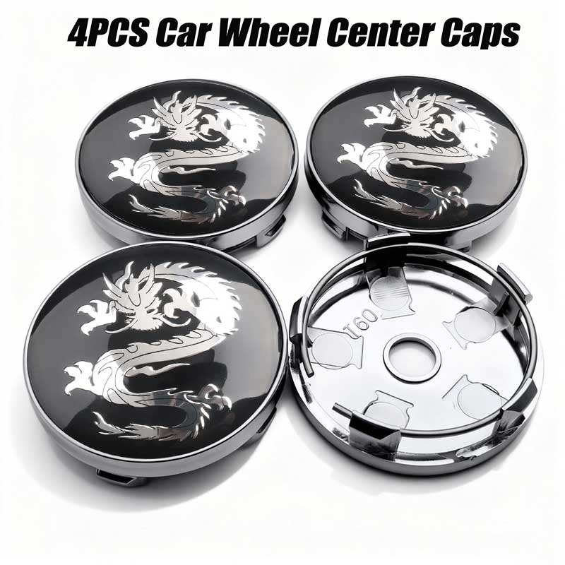4PCS Universal 56mm 60mm Dragon Emblem Car Wheel Center Caps Dustproof Decorative Hub Caps Sticker for Most Vehicle Models