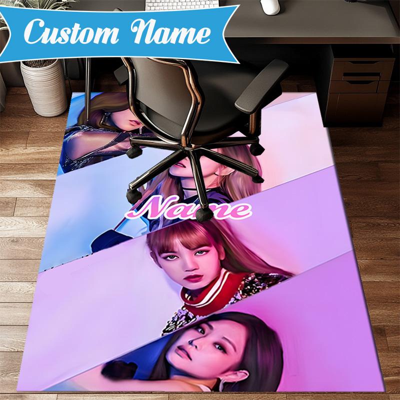 Custom Name Kpop Group Fashion Rug for Living Room, Game Rooms, Office, Bedroom, Floor Mat Playful Design, fan gifts Christmas decor