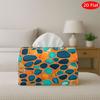 1pc Tissue Box, 2D Flat, Orange And Teal Blue Pebbles Pattern, Seamless Repeat. Living Room, Bedroom, Bathroom, Car-Holiday Decor, Vintage Tissue Box 