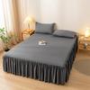 Korean Skin-Friendly Bed Skirt: Brushed Solid Color, Four Seasons, Anti-Pill, Fade & Shrink Resistant