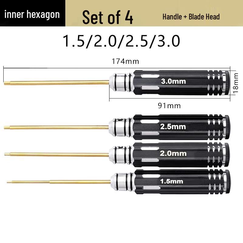 Titanium Plated HSS Hex Screwdriver Set for RC Drones