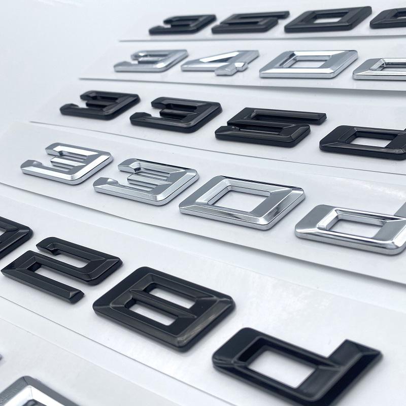 Nová čísla písma Písmena 316d 318d 320d 325d 328d 330d 335d Emblém GT ABS pro BMW řady 3 E90 E46 F30 Logo kufru auta