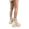 Martin boots women's 2025 spring and autumn new short tube thick-soled elastic boots medium tube boots gray upgraded version beige upgraded version
