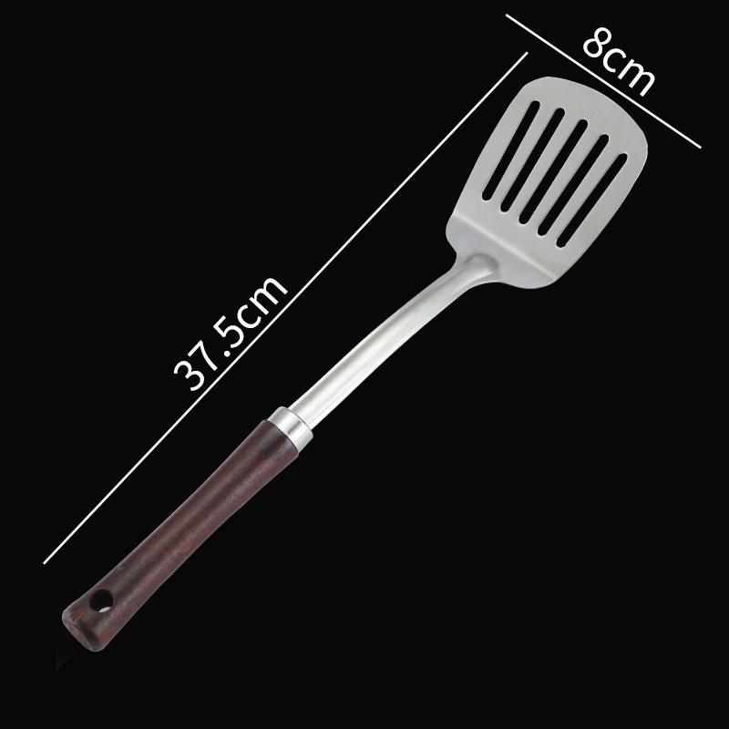 

Four-Piece Kitchen Utensil Set: Stainless Steel Spatula, Slotted Spoon, Soup Ladle, Solid Wood Handle, Anti-Scald 201 Material