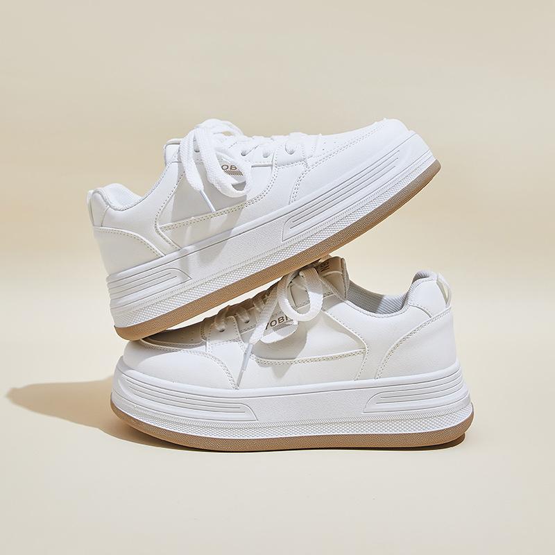Spring student versatile little white board shoes women's fashion solid color bread shoes platform sole lightweight casual shoes