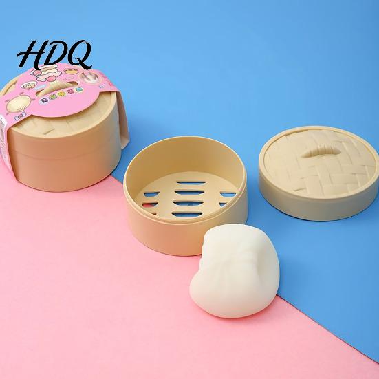 Stress Relief Gadget 1/2/3/4Pcs Simulated Dough Ball Toy with Steamer Steamed Bun Squeeze Adult Fidget Sensory Slow Rising Dumpling Hand Reliever