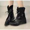 Fashion New Fashion Style Women's Cowboy Boots Pointed Toe Thick Heel Female Luxury Short Boots Large Size Bow Trouser Boots for Women