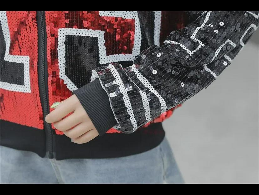 Sequined Women's Baseball Jacket - Spring & Autumn 2025, European Design, Versatile, Short, Niche Style