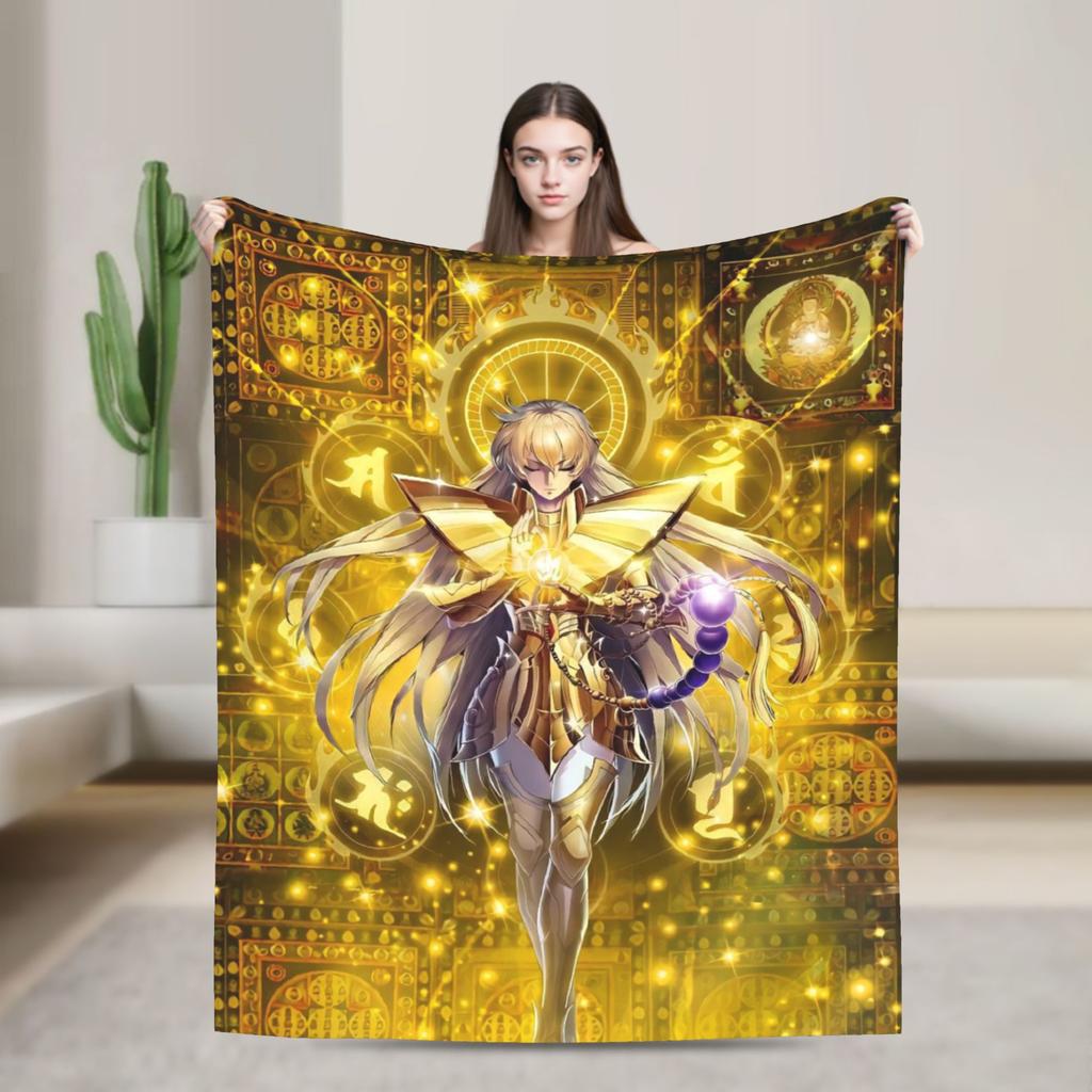 Saint Seiya Anime Blanket Knights of the Zodiac Flannel Novelty Breathable Throw Blanket for Coverlet Winter