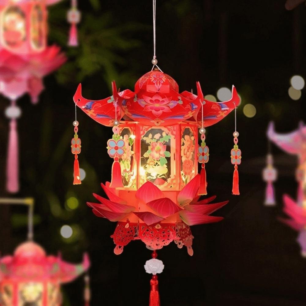 PVC DIY Craft Material Kit Glowing Hanging LED Lantern Mid-Autumn Festival Lantern Gift
