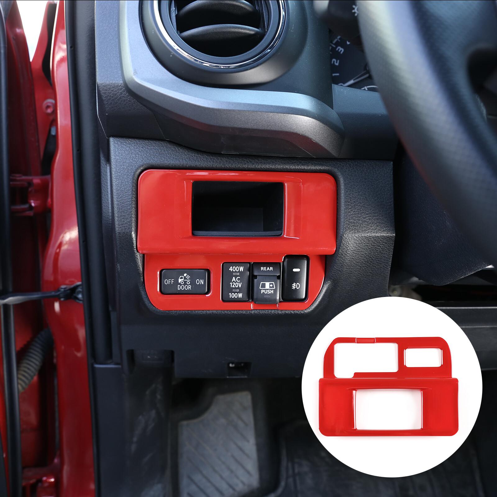 Red Fog Light Switch Button Panel Cover Trim Fit For Toyota Tacoma 2016-
