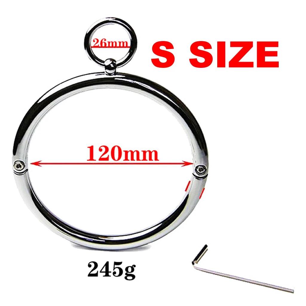 Metall Mann Kvinner Låsbar Slave Halskrage Sekskantnøkkel Begrensning Bondage Låsing Choker O-ringer Kjedeleder BDSM Par BDSM