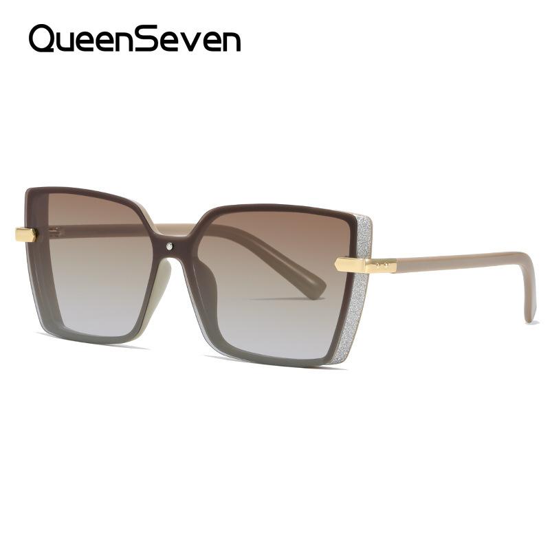

QueenSeven Новые высококачественные солнцезащитные очки унисекс, модные очки высокой четкости, устойчивая к ультрафиолетовому излучению большая оправа, высококачественные солнцезащитные очки, UV400 кофейный