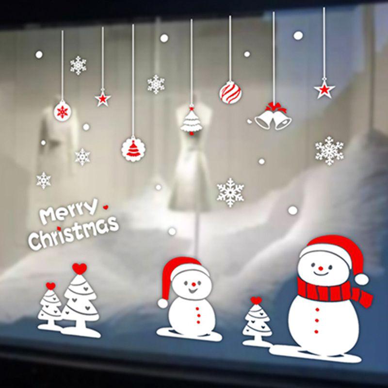 2020 Christmas Merry Window Wall Sticker Decals Snowflake Santa Claus Decor Xmas