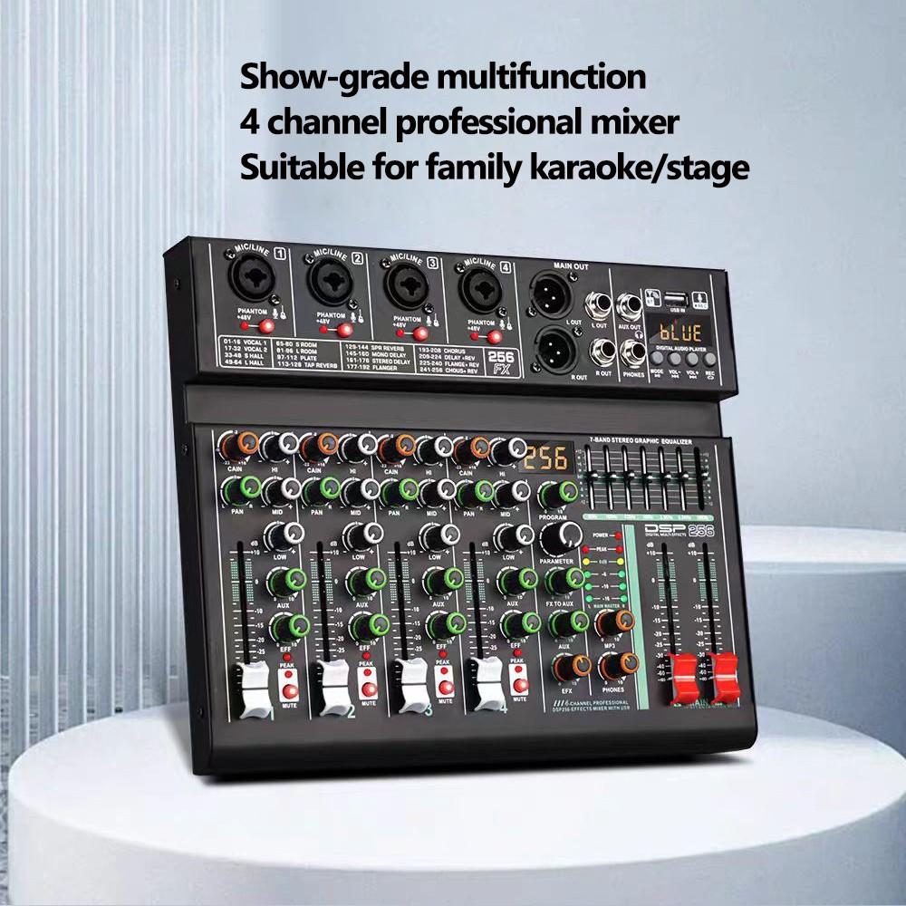 256DSP Outdoor USB Sound Card Home KTV Bluetooth 4/6 Channel Mixer Professional Mixer Audio System 16 Digital Reverberation