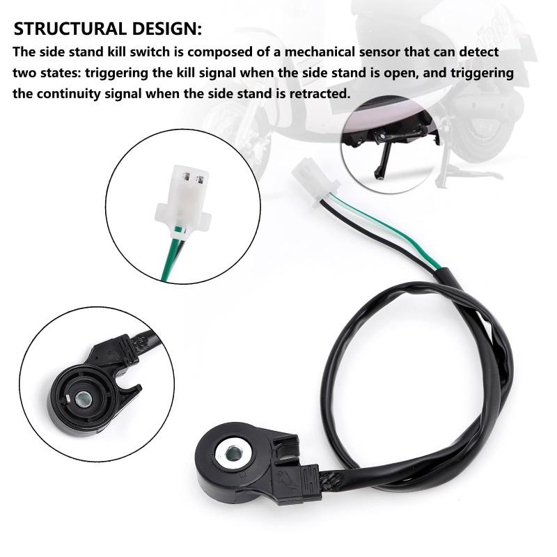 Safety Flameout Side Stand Switch - Universal Kickstand Sensor for Motorcycle Electrical Motorbike Engine Stop
