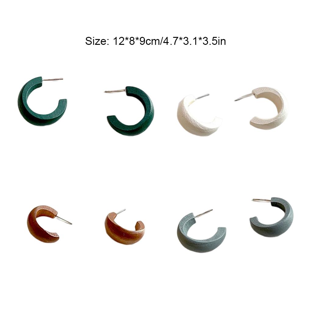 1 Pair Women Earrings Geometric Retro Earring Ornament Simple Ear Decor Wood Semicircle Jewelry Decorations Jewelries