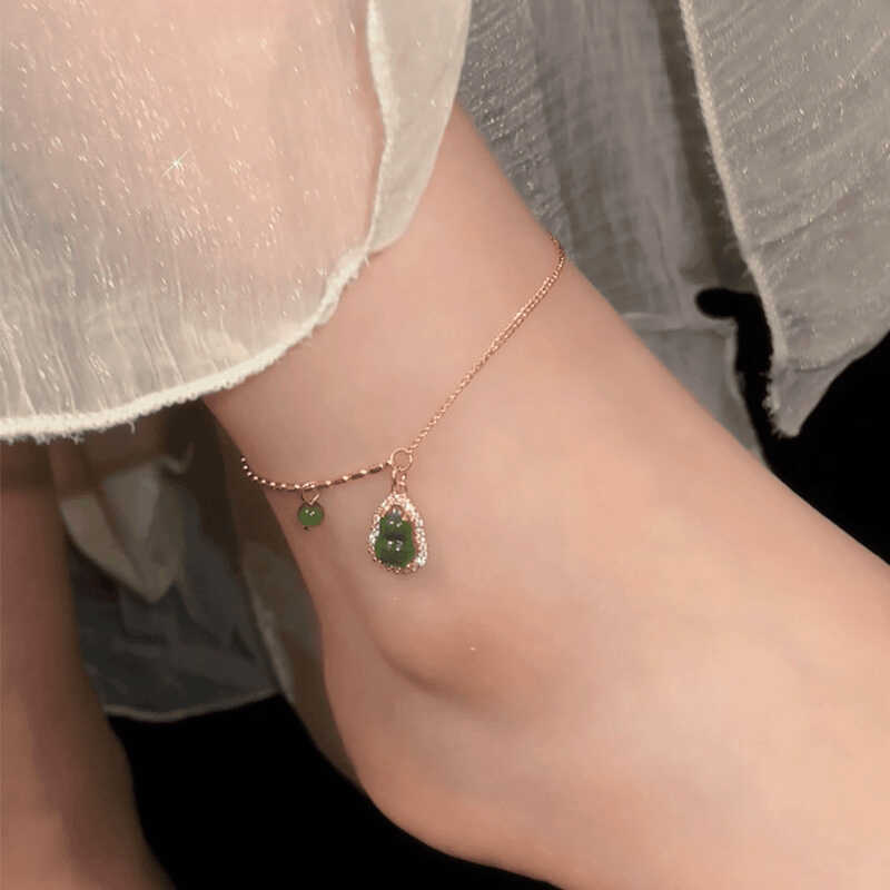 Zircon Resin Gourd Pendant Bracelet New Chinese Light Luxury High-end Temperament Anklet Niche Fashion Versatile Jewelry