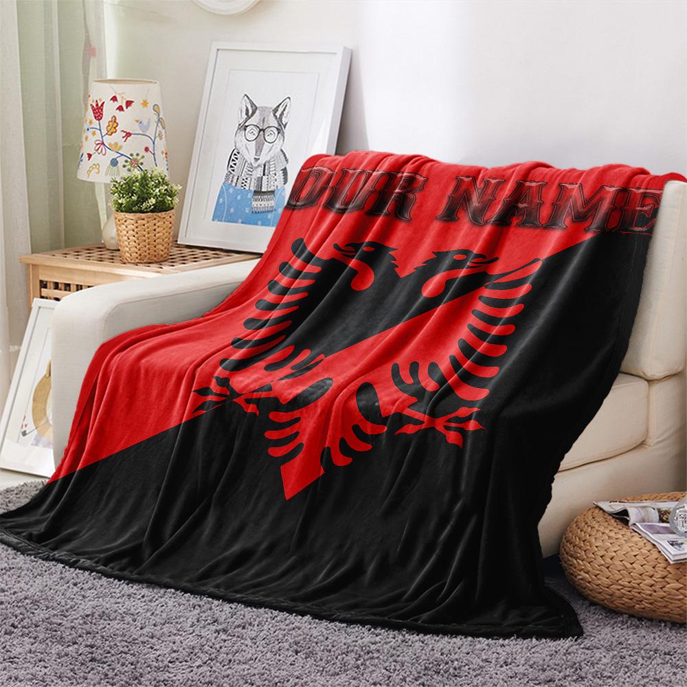 1 Stück Personalisierte Decke mit Muster der Republik Albanien aus Flanell, geeignet für alle Jahreszeiten, für Heimdekoration, Wärme und Komfort, Geschenke, Weihnachtsgeschenk -HE188