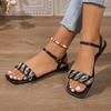 Fashion 2025 Brand Ladies Shoes Buckle Strap Women's Sandals Fashion Metal Decoration New Open Toe Plus Size Comfortable Flat Sandals