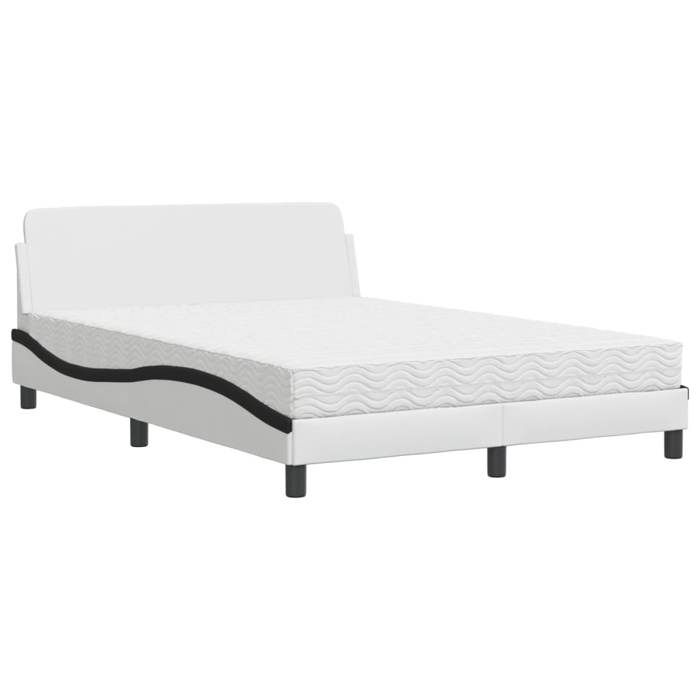 VidaXL Bed with Mattress White and Black 140x200 Cm Faux Leather 3208423