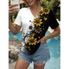 Women's T Shirt Floral Graphic Vintage Stylish Modern Short Sleeve V Neck Regular Tops Daily Print Summer