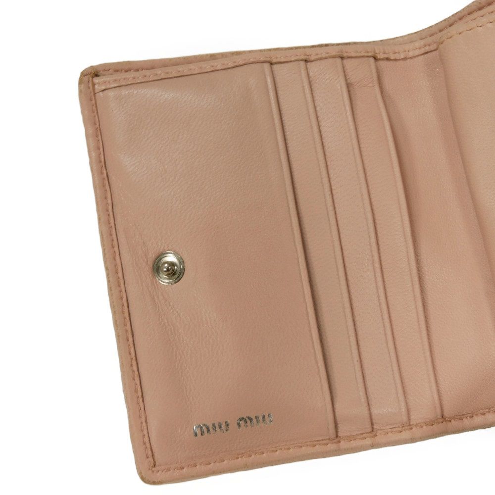 Used Matelasse Compact Wallet 12166 5MV204 2BSQ F0615 7941 with MIU Crystal Pearl Orchid from Japan AUTHENTIC