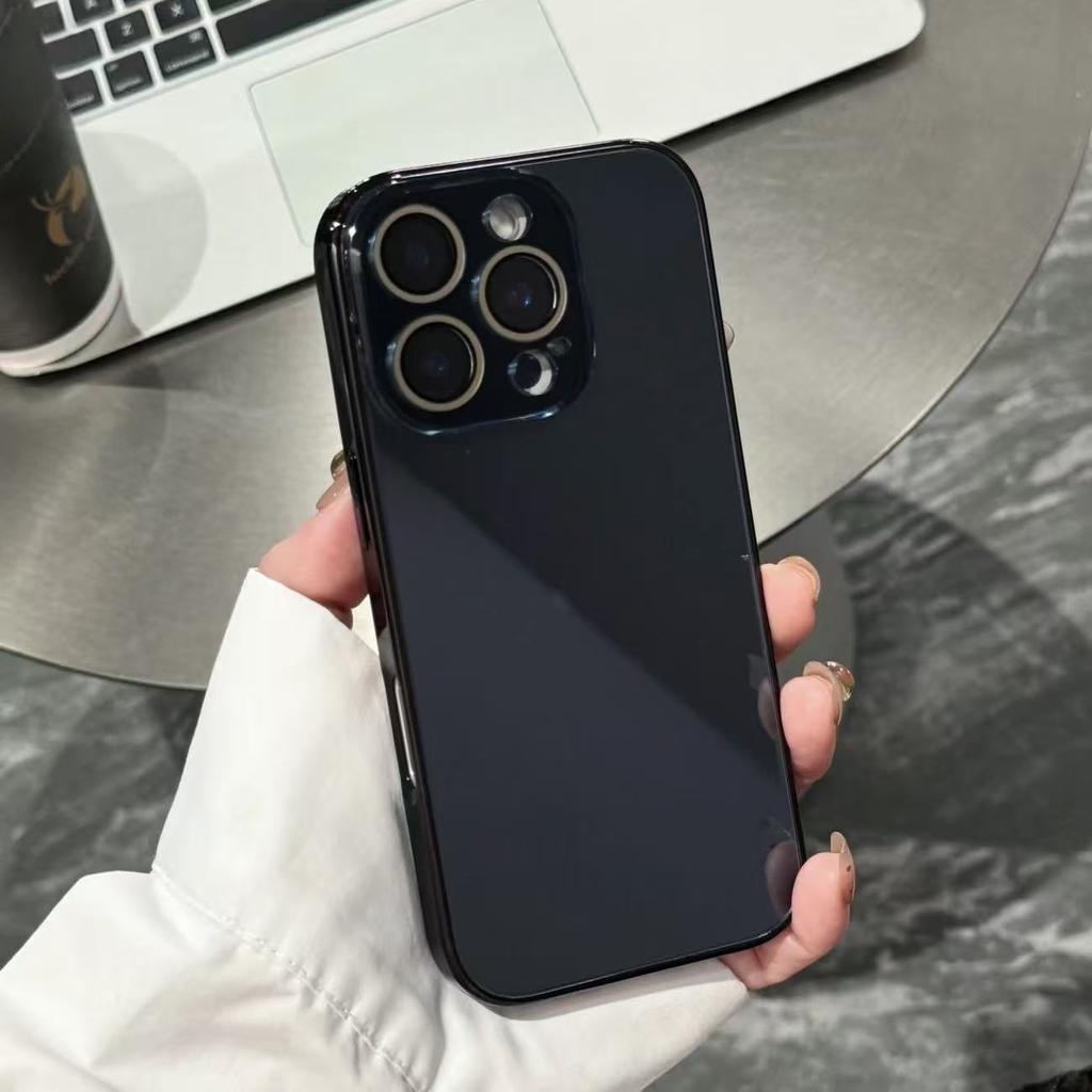 Fashion Plating Tempered Glass Phone Case For For Iphone 17 16 15 14 13 12 11 Pro Max Camera Lens Protection Shockproof Glossy Cover