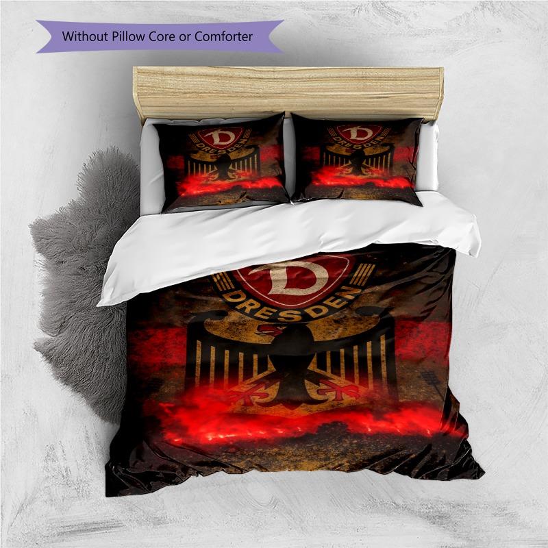 Dresden Adler Retro Fire Distressed Print Bettbezug-Set 3-teilig Fußballfan Bettwäsche-Set Schlafzimmer Heimdeko Bettwäsche Ohne Kissenkern Bettdecke