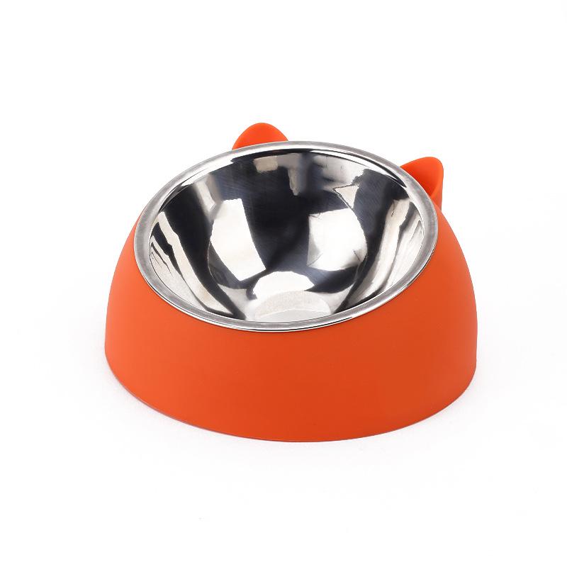 Stainless Steel Slanted Cat & Puppy Bowl - Small, Non-Slip Design for Food & Water