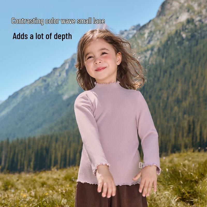 Nidoxiong Kids' Girls' Ruffle-Trim Turtleneck Long-Sleeve Top
