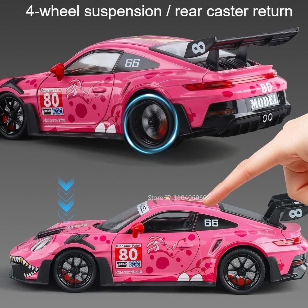 1:Escala 24 911 Gt3 Rs Modelo Miniatura de Coche Deportivo Juguetes Aleación Fundición a Presión Puertas Abiertas Retroceso Amortiguación Simulación Superdeportivos