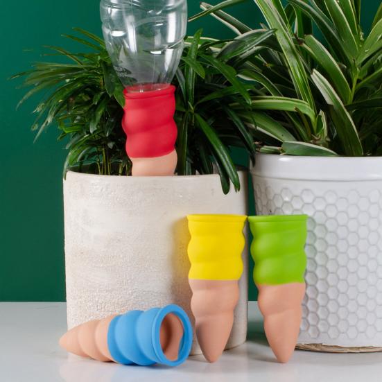 4 Pcs Terracotta Self Watering Spikes Planter Insert Automatic Watering Stakes Drip Irrigation Tool for Home Gardeners Houseplants