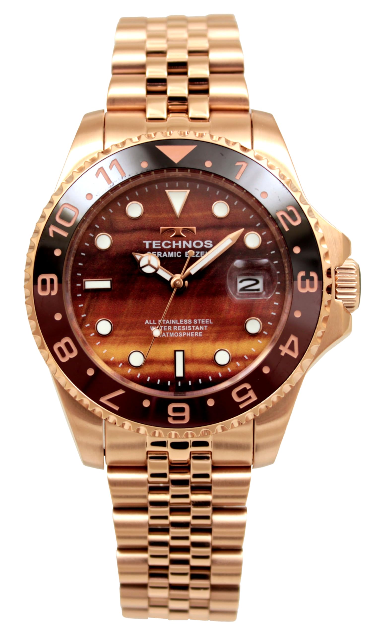 

Technos T9C11OP Rose Gold 10 ATM Water Date Display Men s Watch, Resistant,