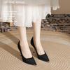 Nai Pai French single shoes black pointed high heels women's stiletto spring 2025 new professional metal decoration