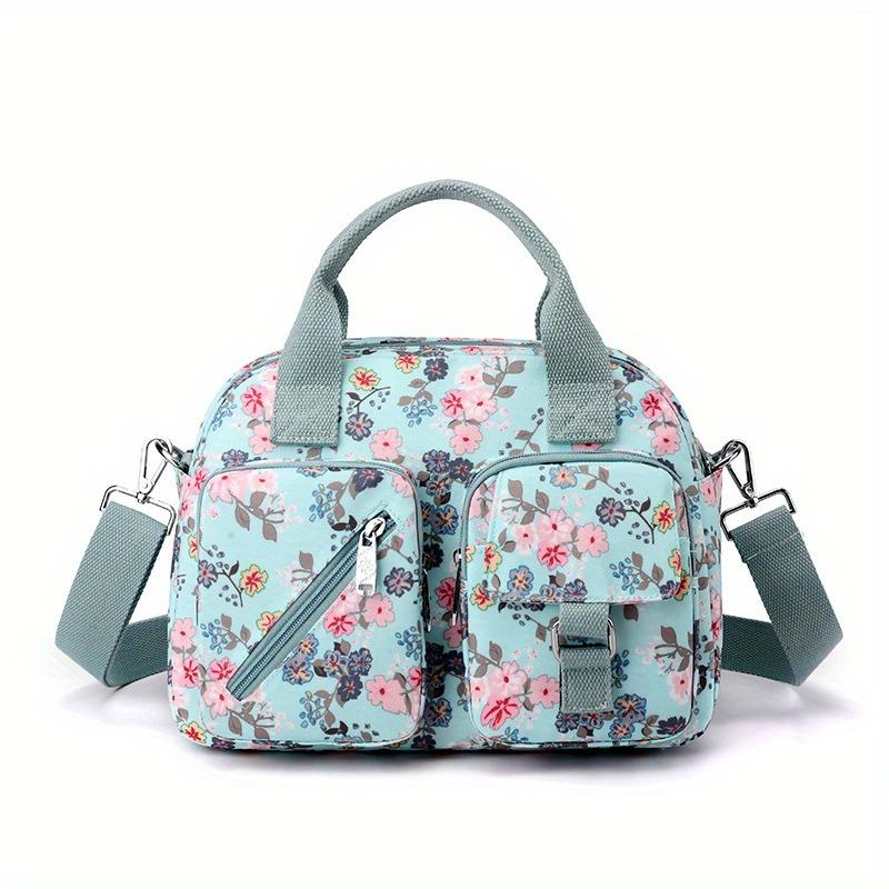WTEMPO Handtas met Bloemenpatroon, Lichtgewicht Nylon Crossbody Tas, Portemonnee met Meerdere Vakken voor Dames voor Onderweg